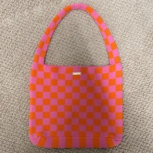 Kopari Pink and Orange Checkered Shoulder Bag